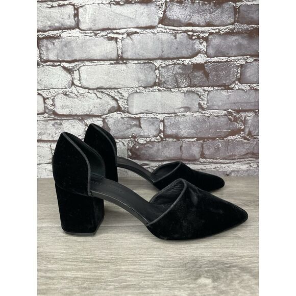 JENNI KAYNE Black Velvet D’ Orsay Block Heel Pointed Shoes Women Sz 39.5EU/9M US - Picture 3 of 16
